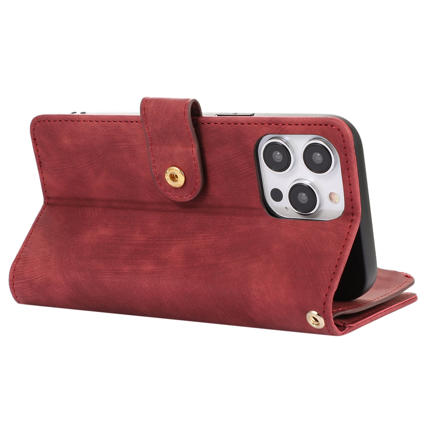 For iPhone 14 Pro Anti-drop Case Multiple Card Slots Zipper Pocket Rhombus PU Leather Stand Phone Cover