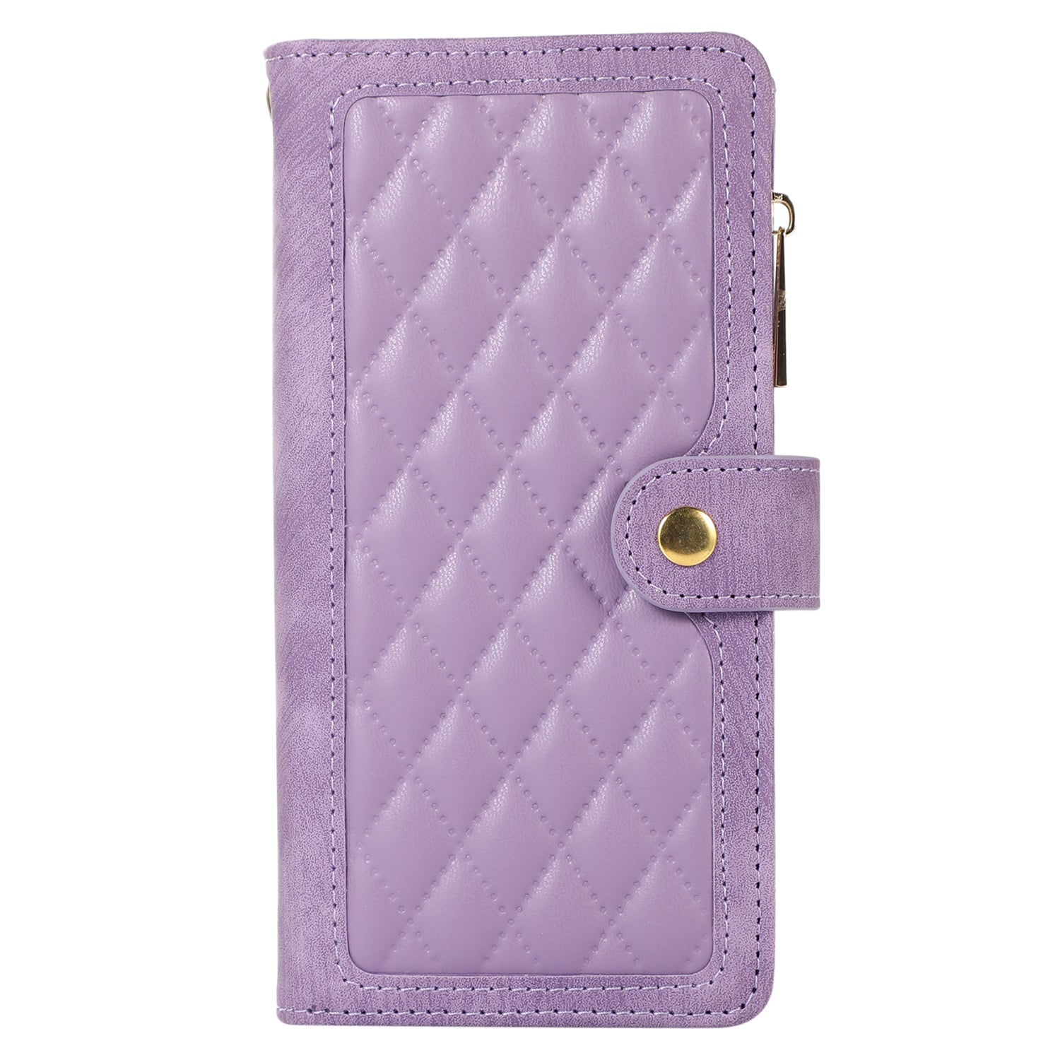 For iPhone 13 Pro Max 6.7 inch Rhombus PU Leather Case Multiple Card Slots Zipper Pocket Stand Phone Cover