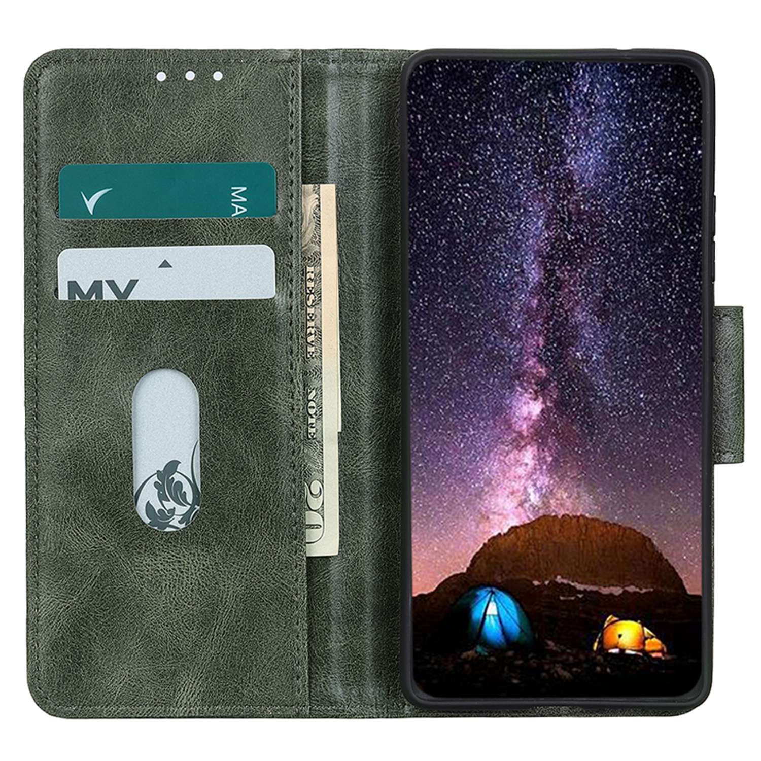 For Samsung Galaxy M54 5G / F54 5G Crazy Horse Texture Cell Phone Wallet Case PU Leather Cover with Stand