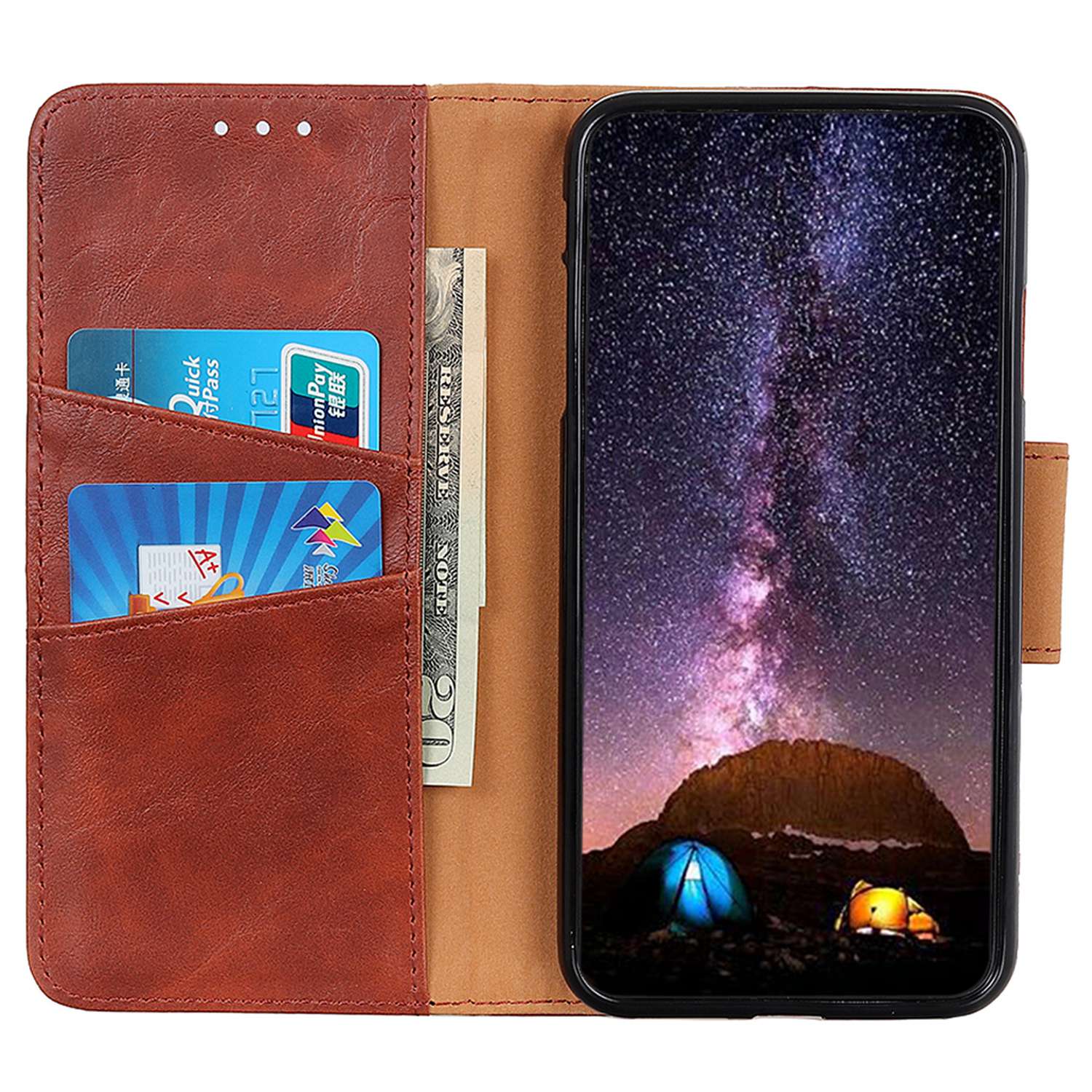 Phone Wallet Case for Samsung Galaxy M54 5G / F54 5G Split Leather Crazy Horse Texture Stand Cell Phone Cover