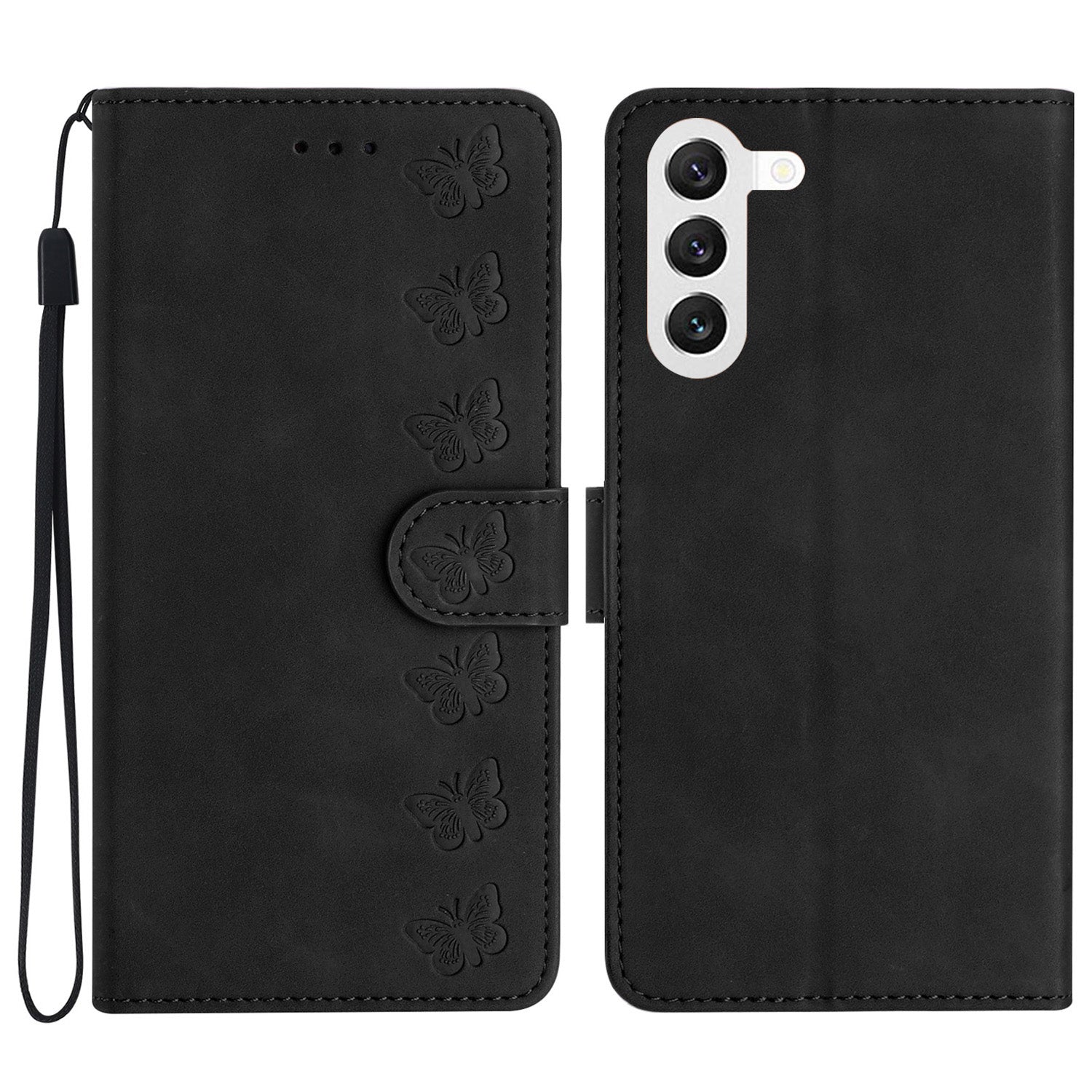 Leather Phone Case for Samsung Galaxy S23 Butterfly Imprinted Stand Shell Wallet Anti-drop Flip Cover