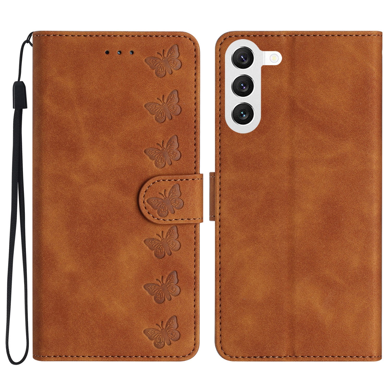 Leather Phone Case for Samsung Galaxy S23 Butterfly Imprinted Stand Shell Wallet Anti-drop Flip Cover