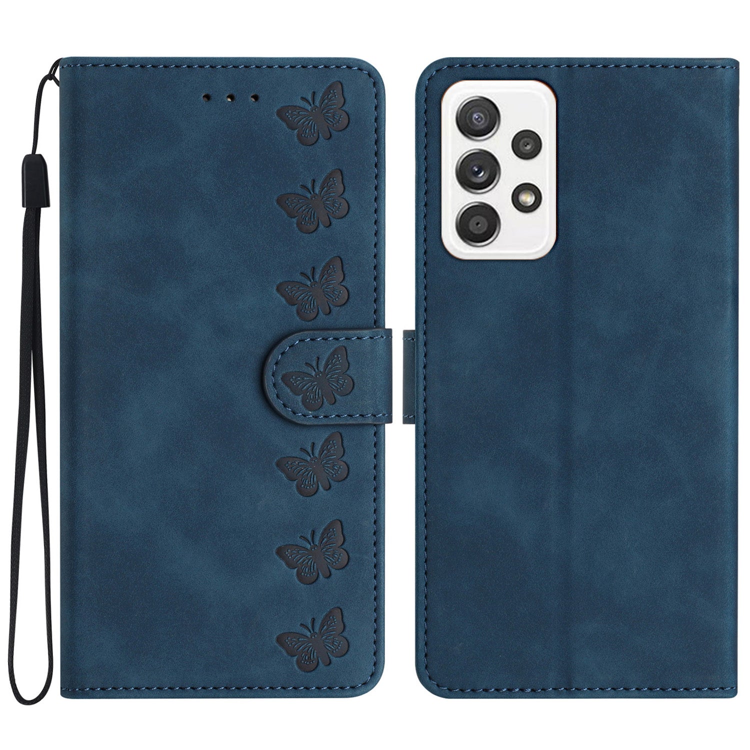 For Samsung Galaxy A53 5G Stand Case Butterfly Imprinted Wallet Splash Proof PU Leather Cover