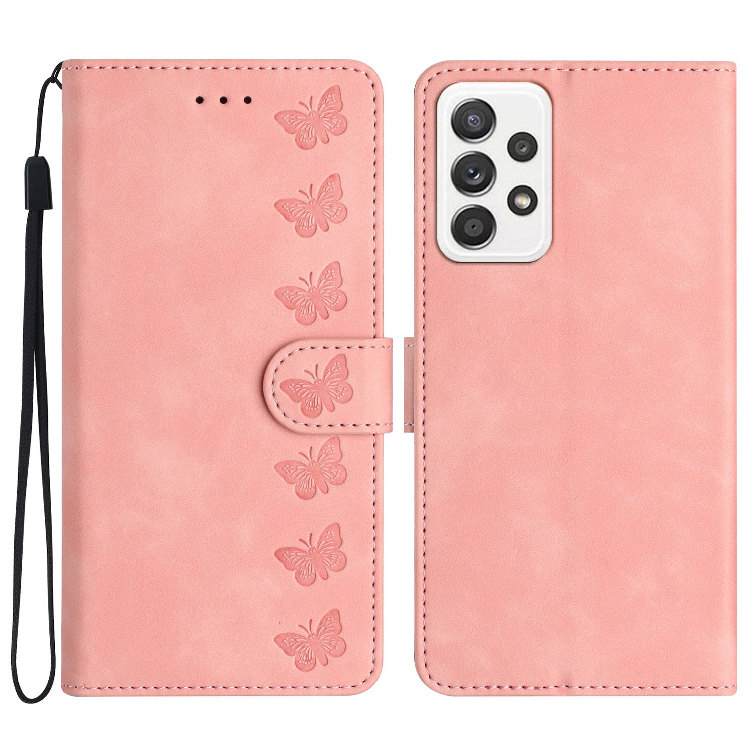 PU Leather Cover for Samsung Galaxy A23 4G / A23 5G (Global Version) Butterfly Imprinted Stand Wallet Case