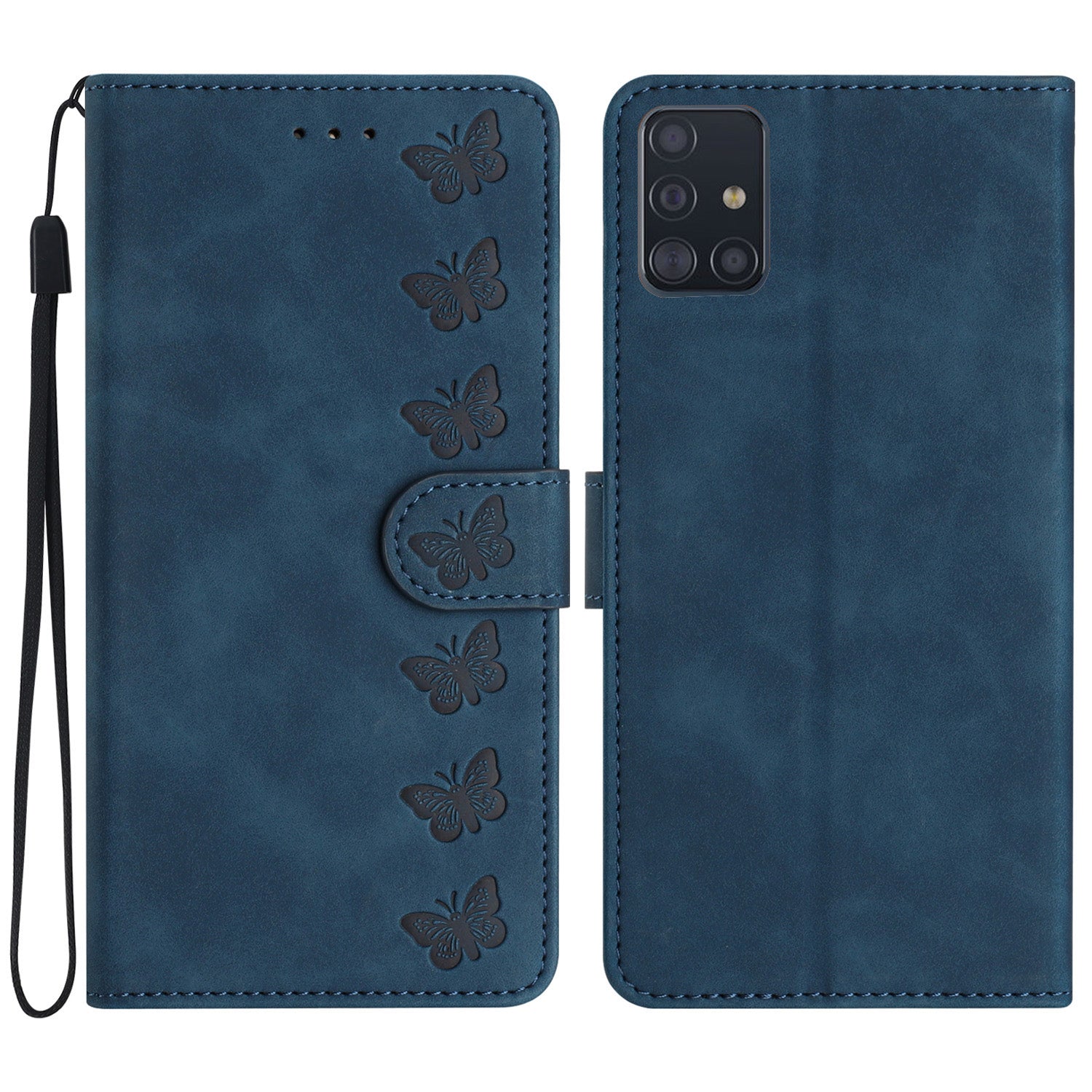Til Samsung Galaxy A51 4G SM-A515 PU læder pung etui Butterfly påtrykt telefonholder cover