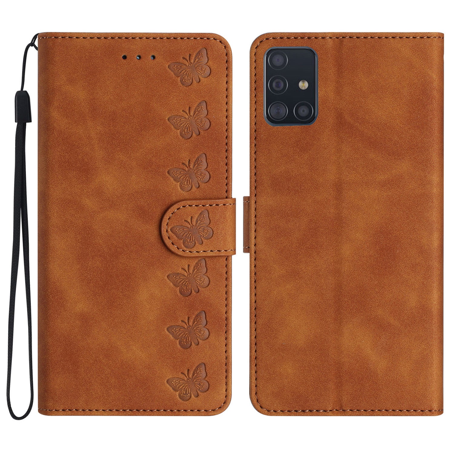Til Samsung Galaxy A51 4G SM-A515 PU læder pung etui Butterfly påtrykt telefonholder cover
