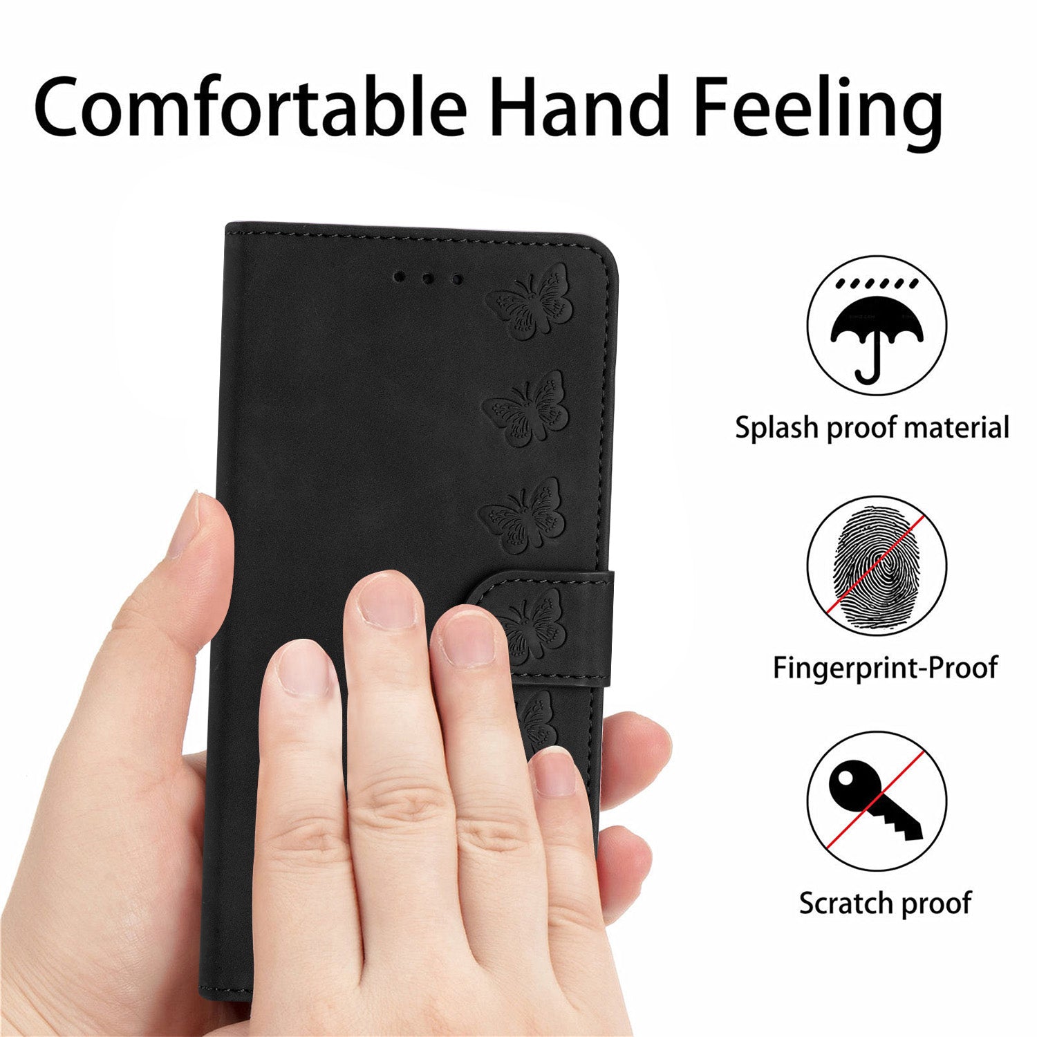Butterfly Imprinted Phone Case for Samsung Galaxy M53 5G PU Leather Cover with Stand Wallet