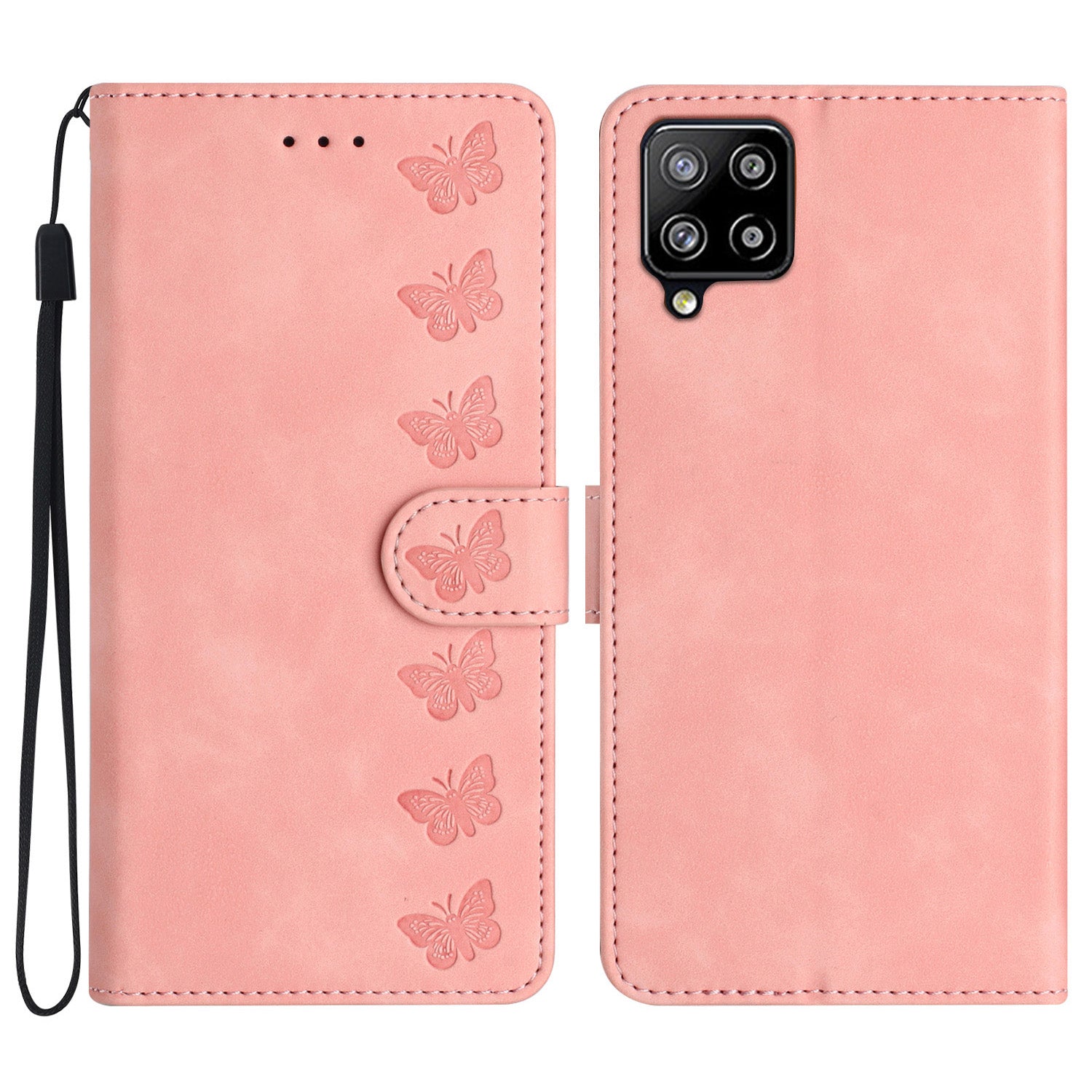 Butterfly Imprinted Phone Case for Samsung Galaxy M53 5G PU Leather Cover with Stand Wallet