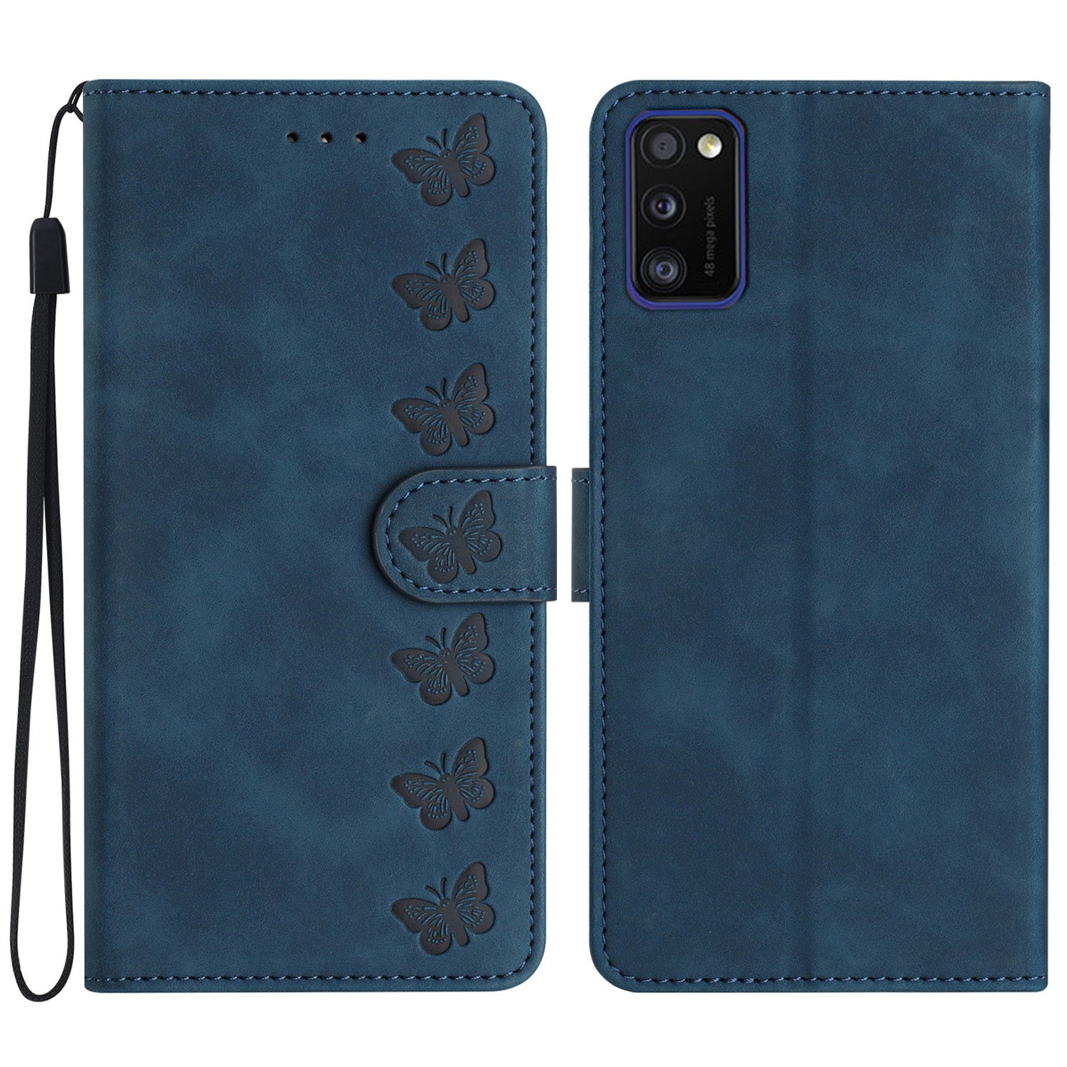 Leather Case for Samsung Galaxy A41 (Global Version) Butterfly Imprinted Phone Cover with Stand Wallet