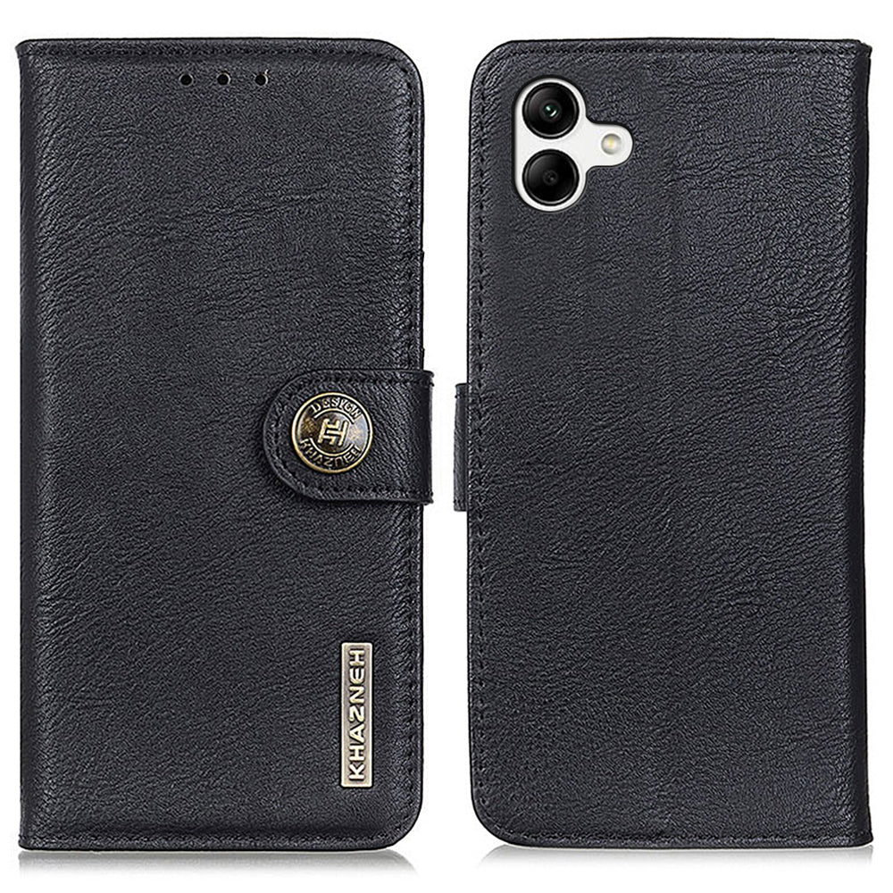 KHAZNEH PU kožené pouzdro pro Samsung Galaxy F14 5G stojánek na peněženku s texturou hovězí kůže kryt telefonu