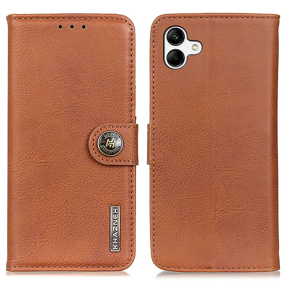 KHAZNEH PU kožené pouzdro pro Samsung Galaxy F14 5G stojánek na peněženku s texturou hovězí kůže kryt telefonu