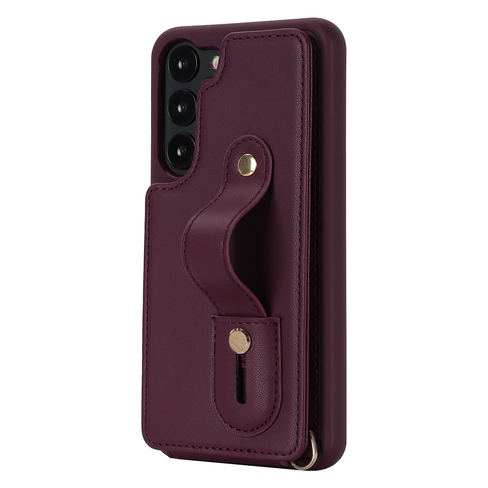 For Samsung Galaxy S22 5G Wristband Kickstand Phone Cover Card Slots Leather TPU Case