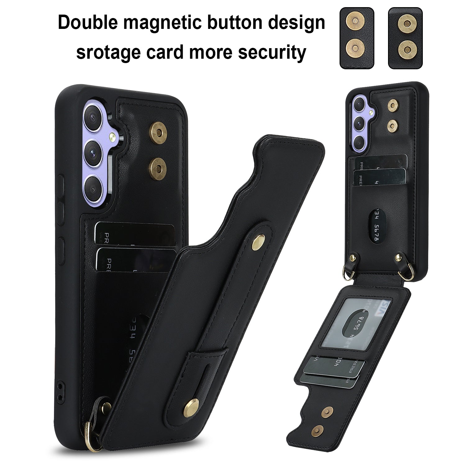 For Samsung Galaxy A14 4G / 5G Wristband Kickstand Card Holder Case PU Leather TPU Shockproof Anti-Slip Phone Cover