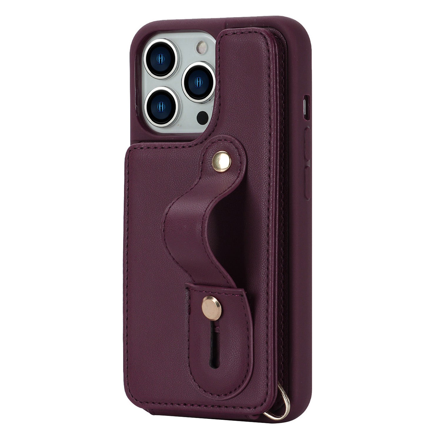 Pro iPhone 12 12 Pro držák karty Pouzdro na telefon Náramek Kickstand PU kůže+TPU kryt telefonu 