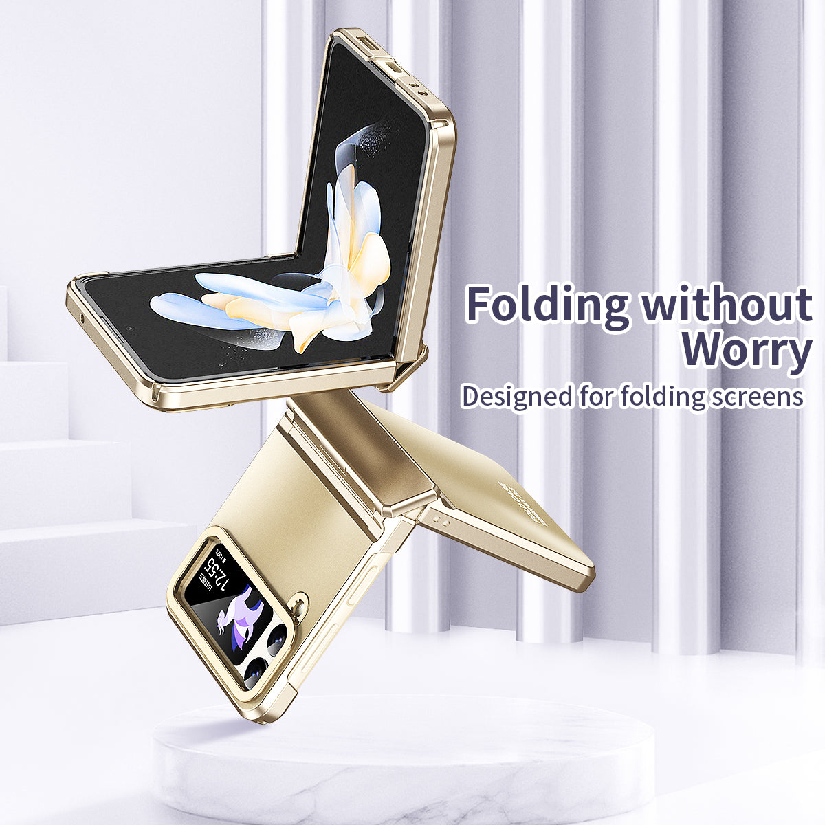 Hard PC Phone Case for Samsung Galaxy Z Flip4 5G Matte Electroplating Folding Phone Cover