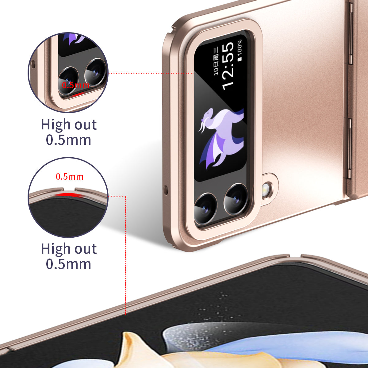 Pro Samsung Galaxy Z Flip3 5G matné galvanické pouzdro na telefon Ochranný kryt na PC