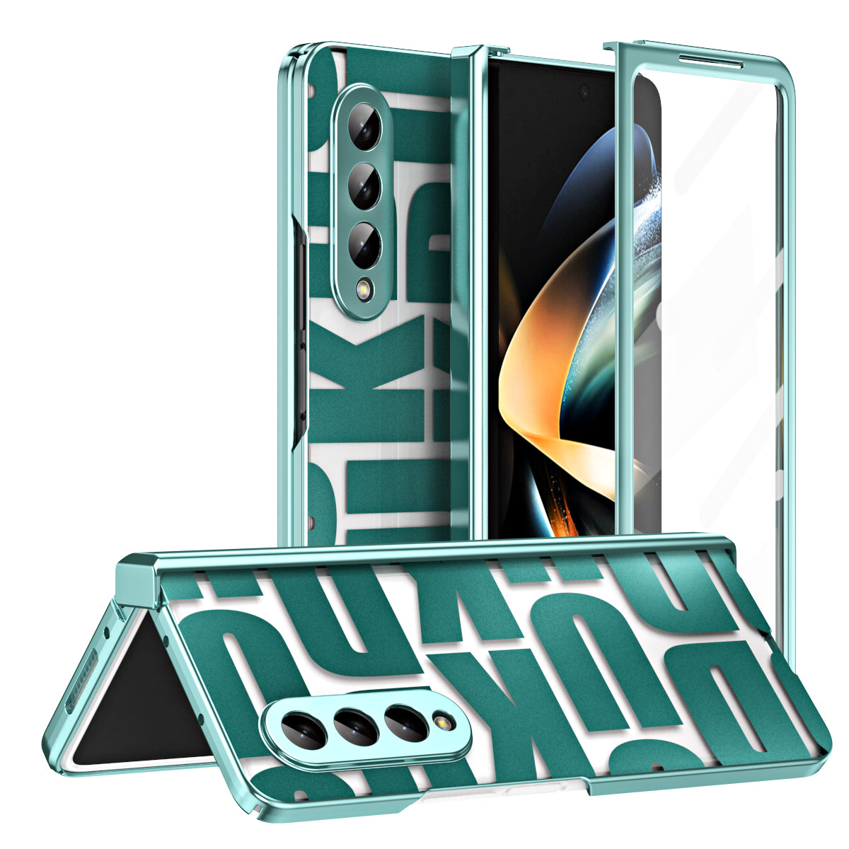 Slim Case for Samsung Galaxy Z Fold4 5G Protective Phone Case PC Phone Shell with Tempered Glass Front Screen Film