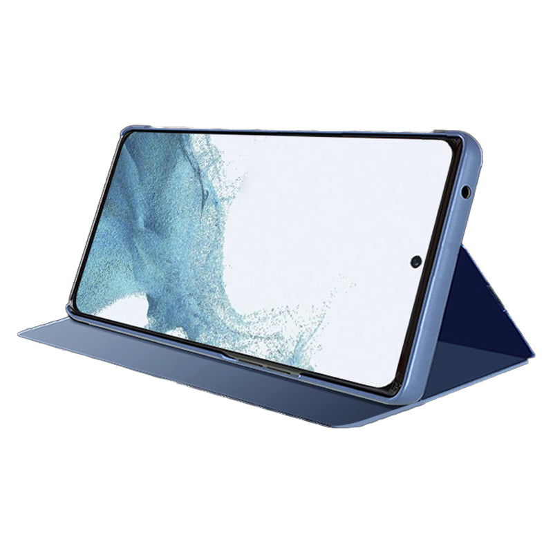 For Samsung Galaxy M14 5G View Window Mirror Surface Phone Case Electroplating Leather Phone Cover