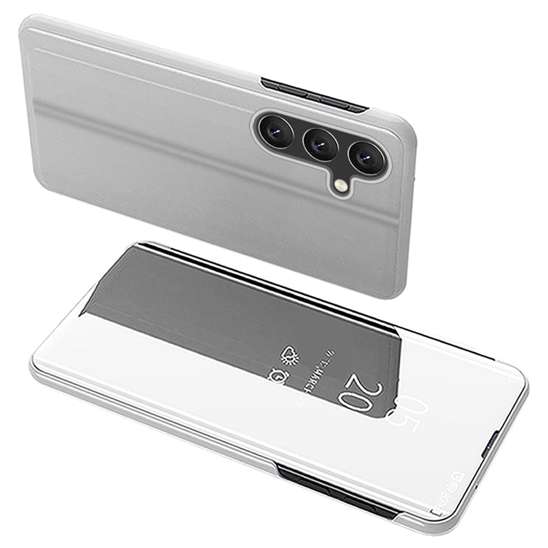 For Samsung Galaxy M14 5G View Window Mirror Surface Phone Case Electroplating Leather Phone Cover