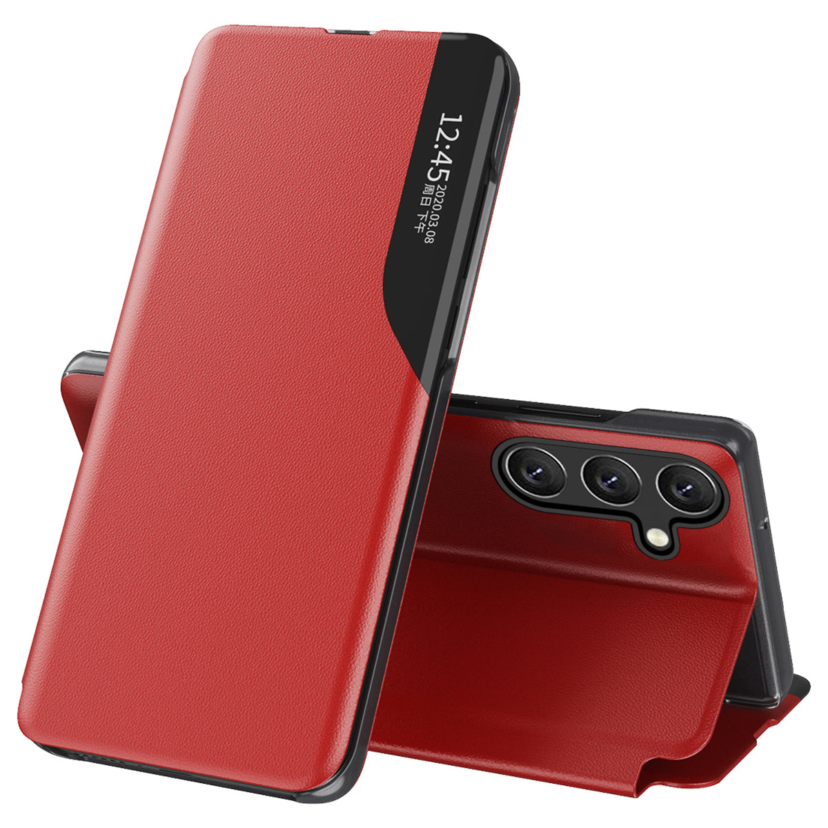 For Samsung Galaxy M14 5G View Window Phone Case PU Leather Phone Stand Cover