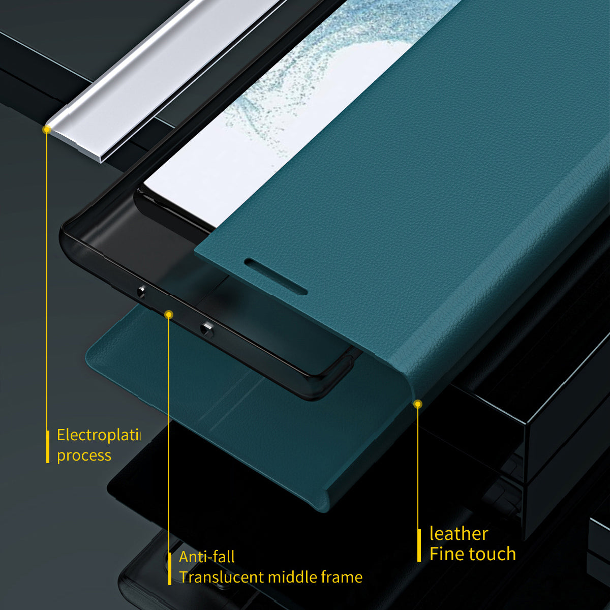 Til Samsung Galaxy M14 5G PU læder galvanisering telefoncover Foldbart stander etui