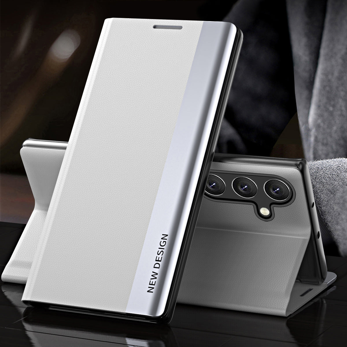 Til Samsung Galaxy M14 5G PU læder galvanisering telefoncover Foldbart stander etui