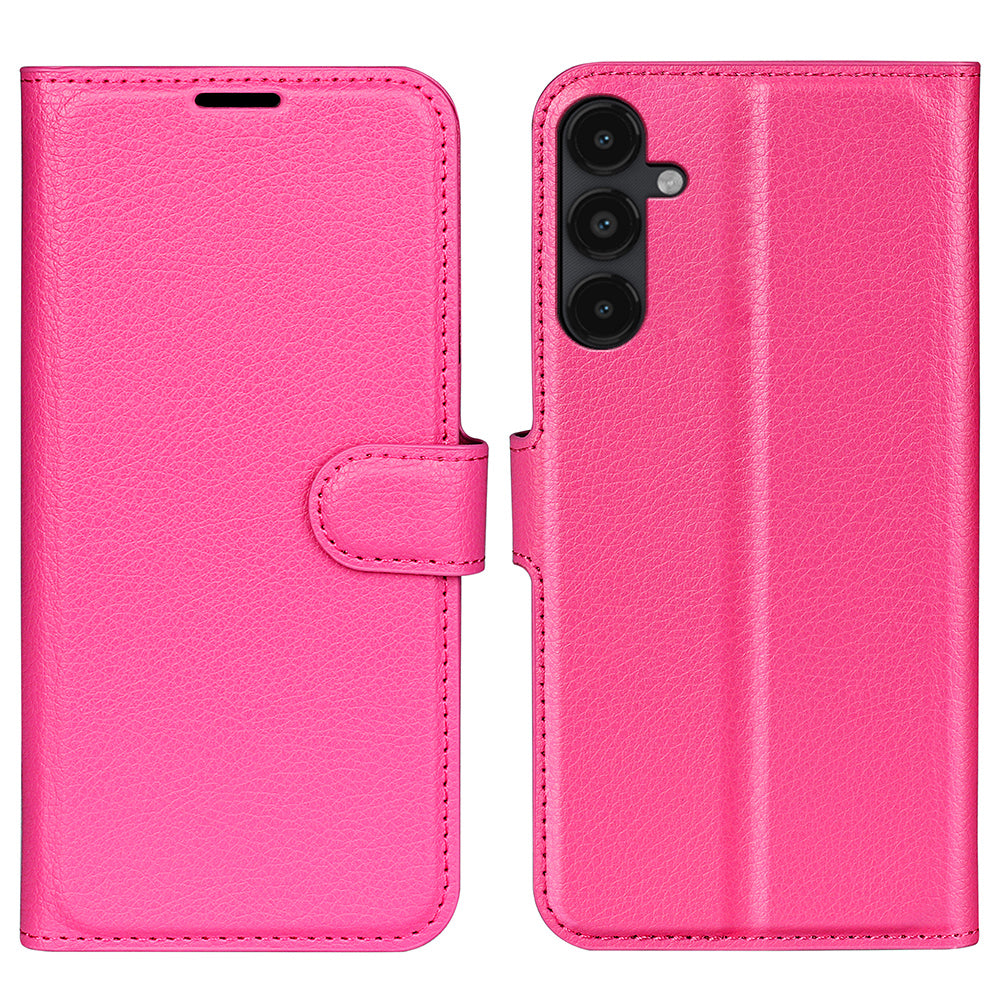 PU Leather Phone Shell for Samsung Galaxy M14 5G Litchi Texture Wallet Cover Stand Phone Case
