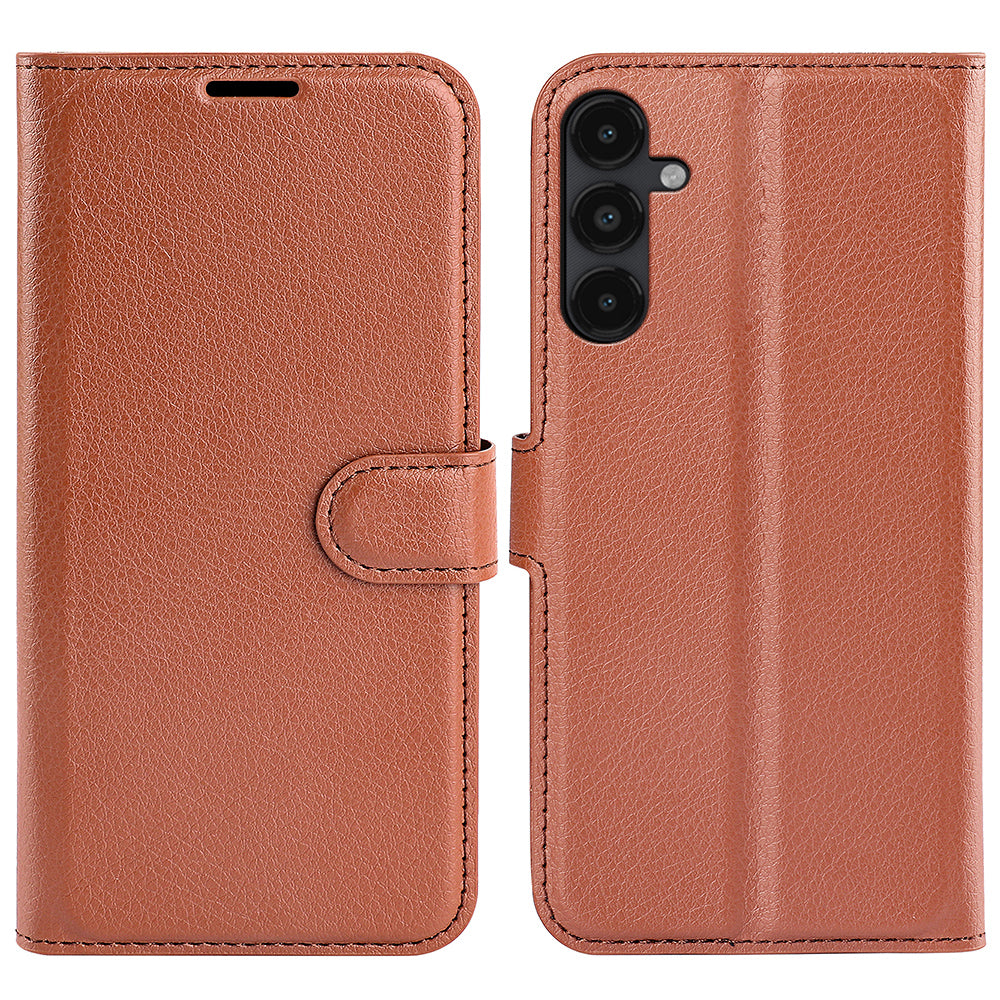 PU Leather Phone Shell for Samsung Galaxy M14 5G Litchi Texture Wallet Cover Stand Phone Case