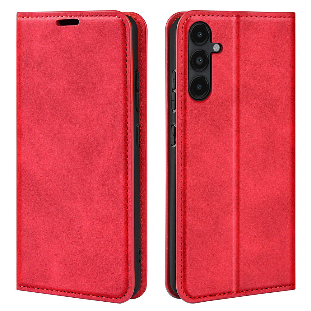 For Samsung Galaxy M14 5G Magnetic Flip Stand Wallet Phone Cover Skin-touch Leather Phone Case