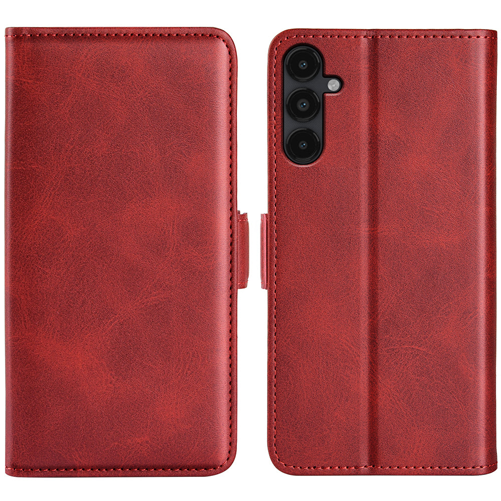 For Samsung Galaxy M14 5G PU Leather Wallet Cell Phone Case Calf Texture Anti-Dust Stand Phone Cover