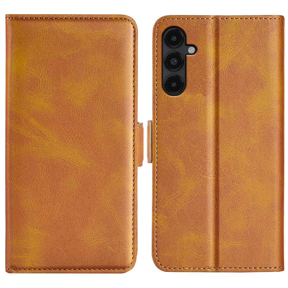 For Samsung Galaxy M14 5G PU Leather Wallet Cell Phone Case Calf Texture Anti-Dust Stand Phone Cover