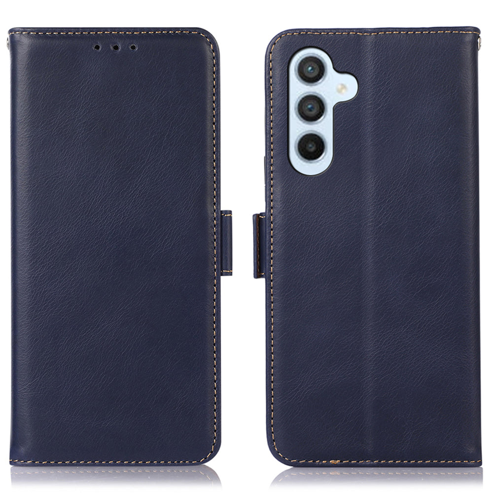 For Samsung Galaxy M54 5G / F54 5G RFID Blocking Walle Crazy Horse Texture Phone Cover Genuine Cowhide Leather Stand Case