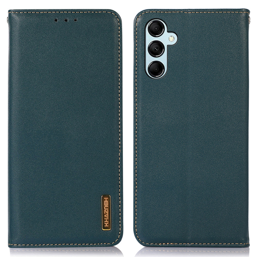 KHAZNEH For Samsung Galaxy M54 5G / F54 5G Genuine Cowhide Leather Phone Case Wallet RFID Blocking Stand Cover