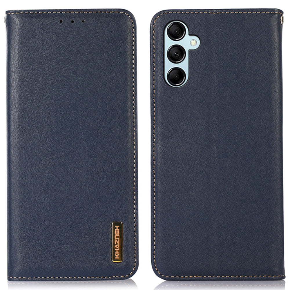 KHAZNEH For Samsung Galaxy M54 5G / F54 5G Genuine Cowhide Leather Phone Case Wallet RFID Blocking Stand Cover
