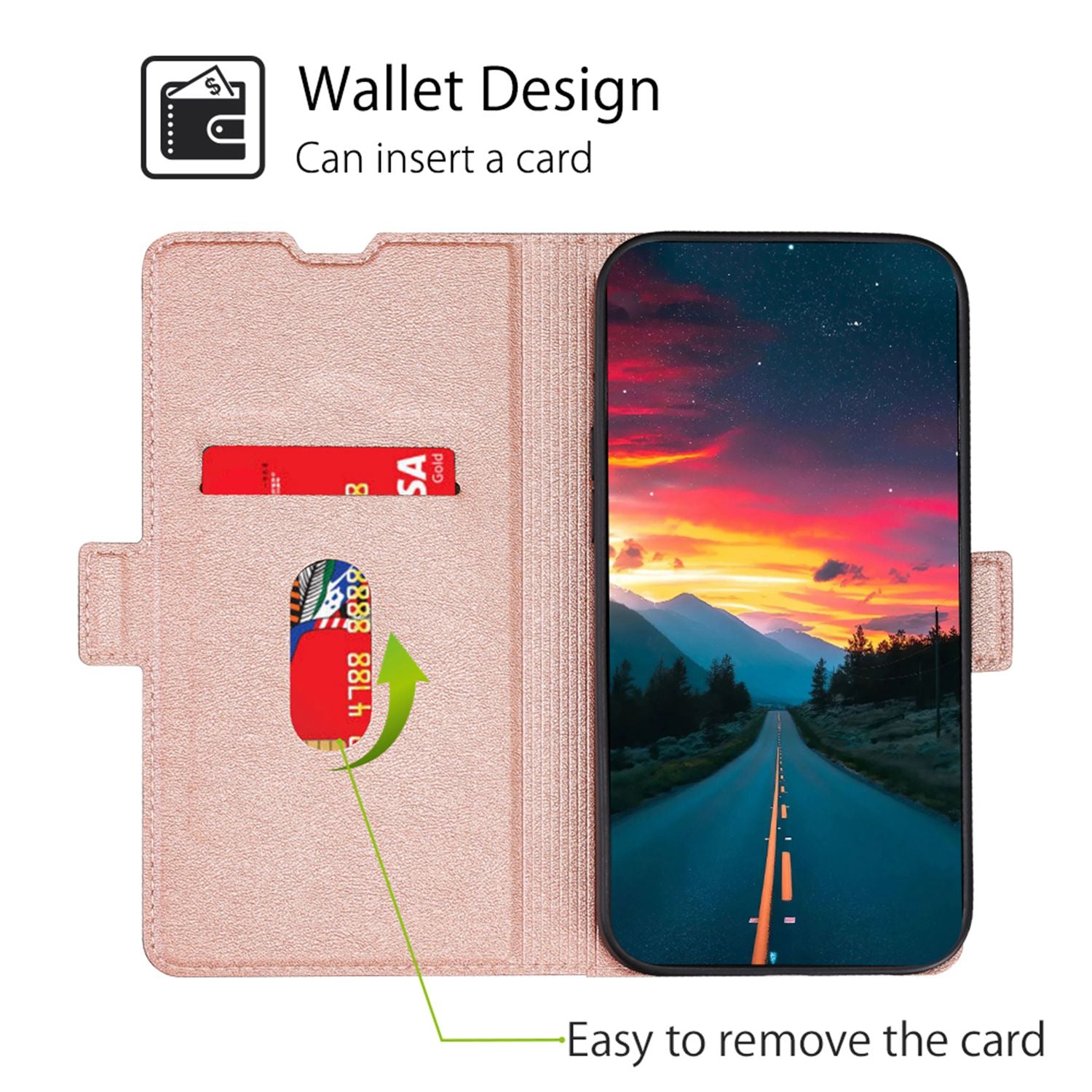 Phone Stand Cover for Samsung Galaxy A54 5G Fall-proof PU Leather Folio Flip Case Card Holder Shell