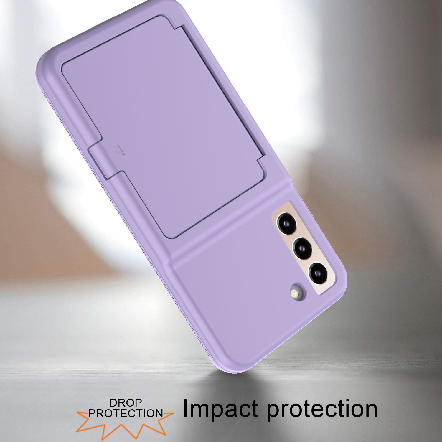 For Samsung Galaxy S22 5G Cardcase Series Card Holder Kickstand Case Thickened PC TPU Phone Cover with Mirror