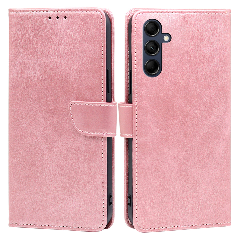 Mobile Phone Folio Cover for Samsung Galaxy M14 5G Calf Texture PU Leather Flip Stand Wallet Case