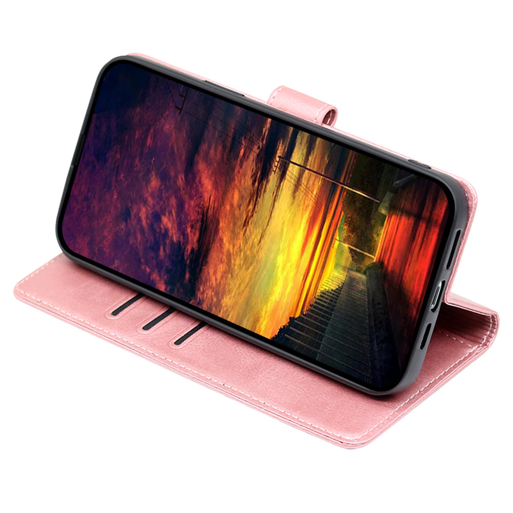 Mobile Phone Folio Cover for Samsung Galaxy M14 5G Calf Texture PU Leather Flip Stand Wallet Case