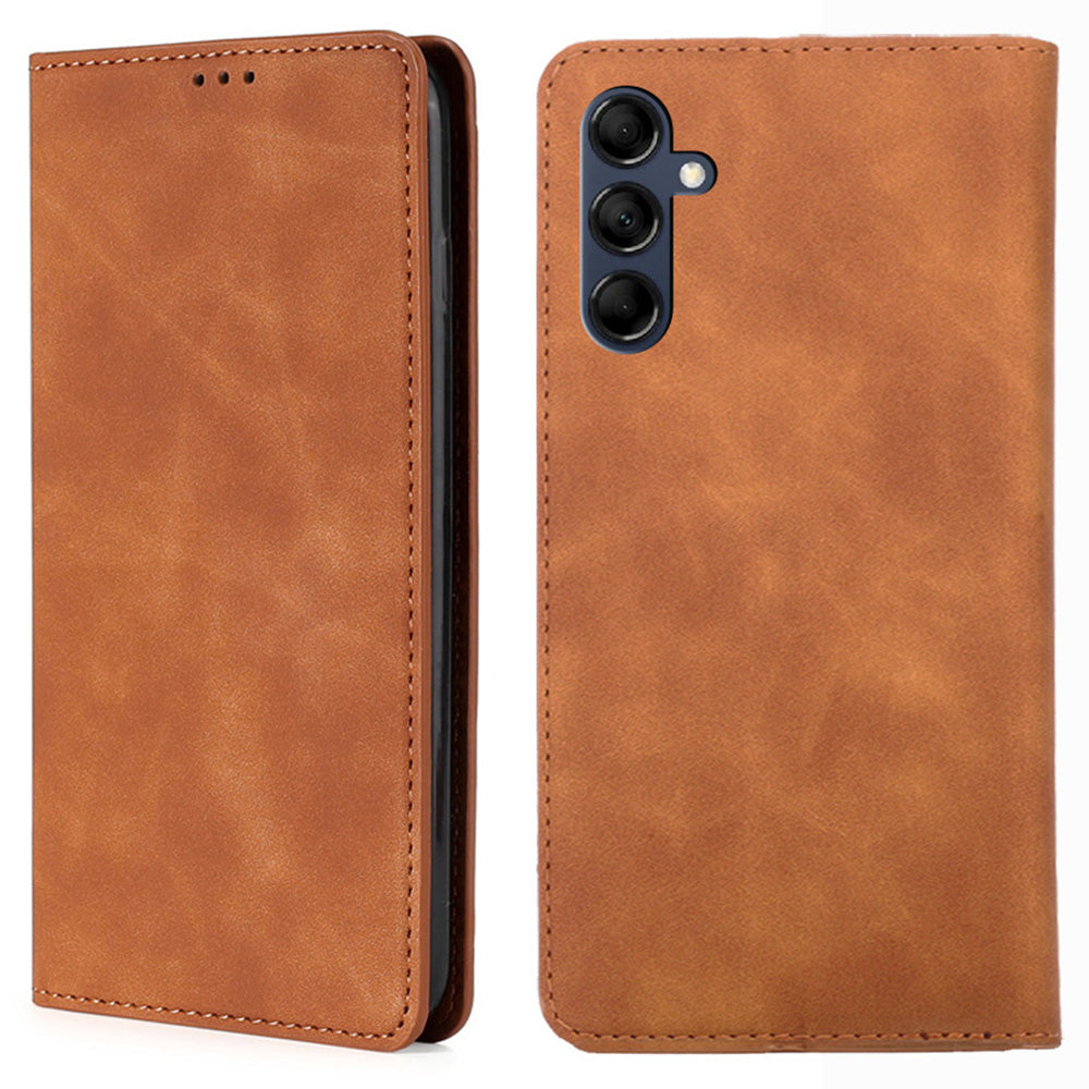 Flip Phone Case for Samsung Galaxy M14 5G Skin-touch PU Leather Card Holder Stand Protective Cover