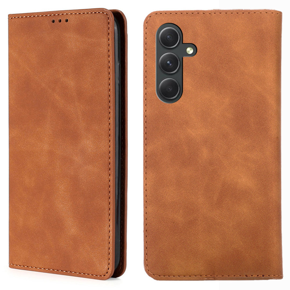 Flip Phone Case for Samsung Galaxy A54 5G Skin-touch PU Leather Stand Cover with Card Slots