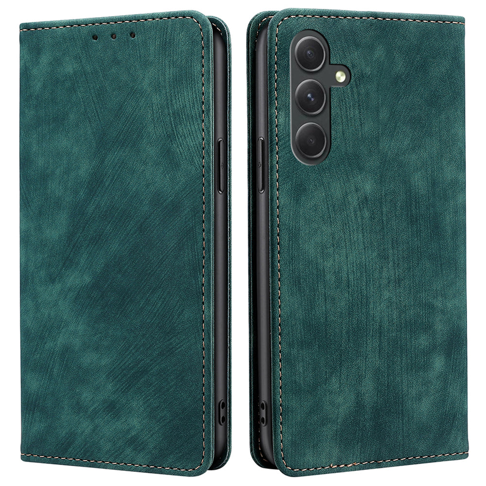 For Samsung Galaxy A54 5G Phone Case Stand RFID Blocking Wallet Magnetic Textured PU Leather Cover