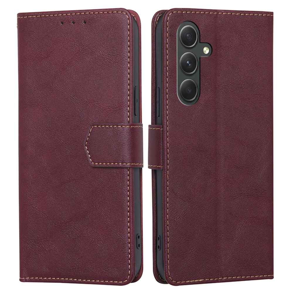 For Samsung Galaxy A54 5G Anti-Scratch Cowhide Texture Wallet Phone Case Leather RFID Blocking Stand Phone Cover