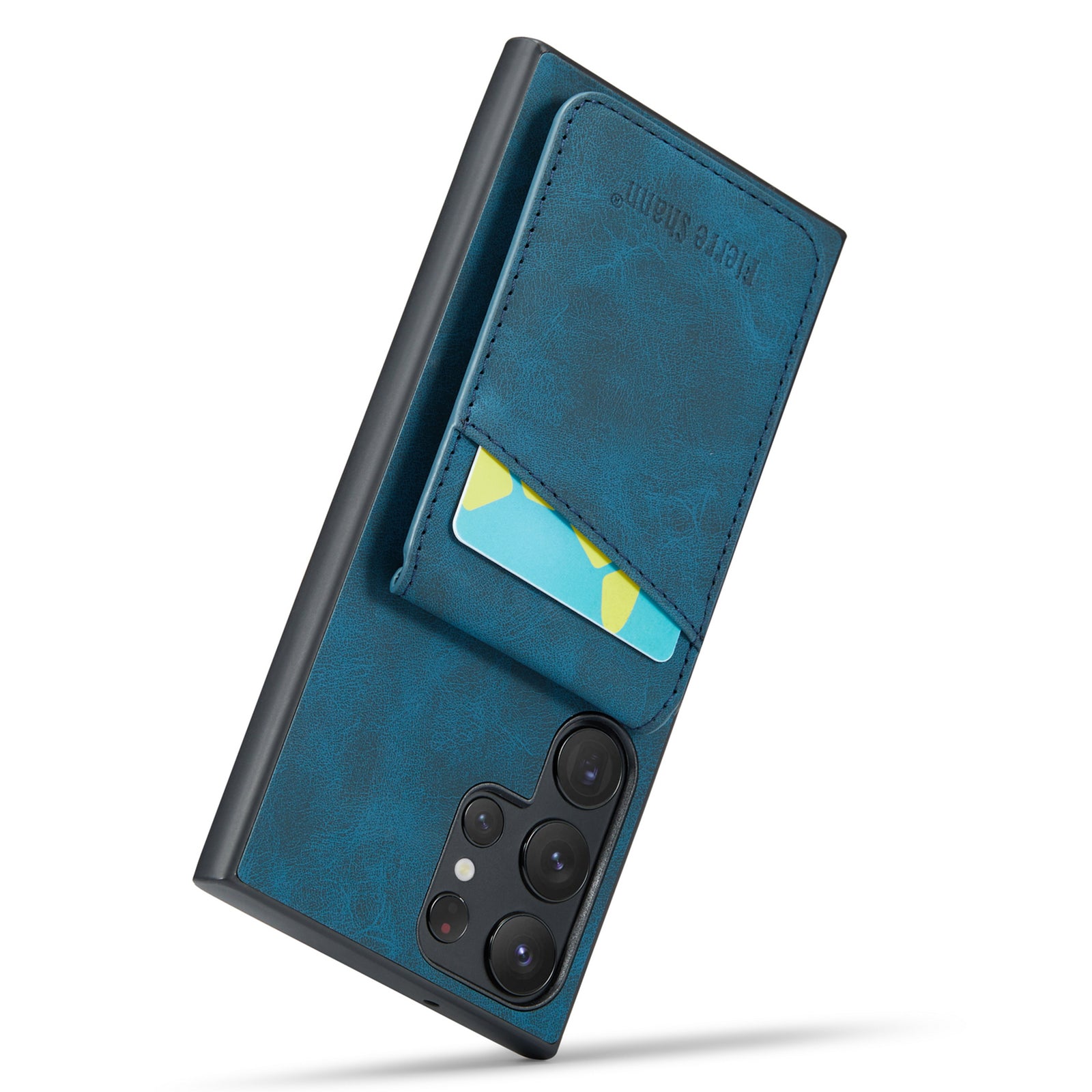 Pouzdro FIERRE SHANN Kickstand pro Samsung Galaxy S22 Ultra 5G Sloty na karty Kožený TPU kryt telefonu