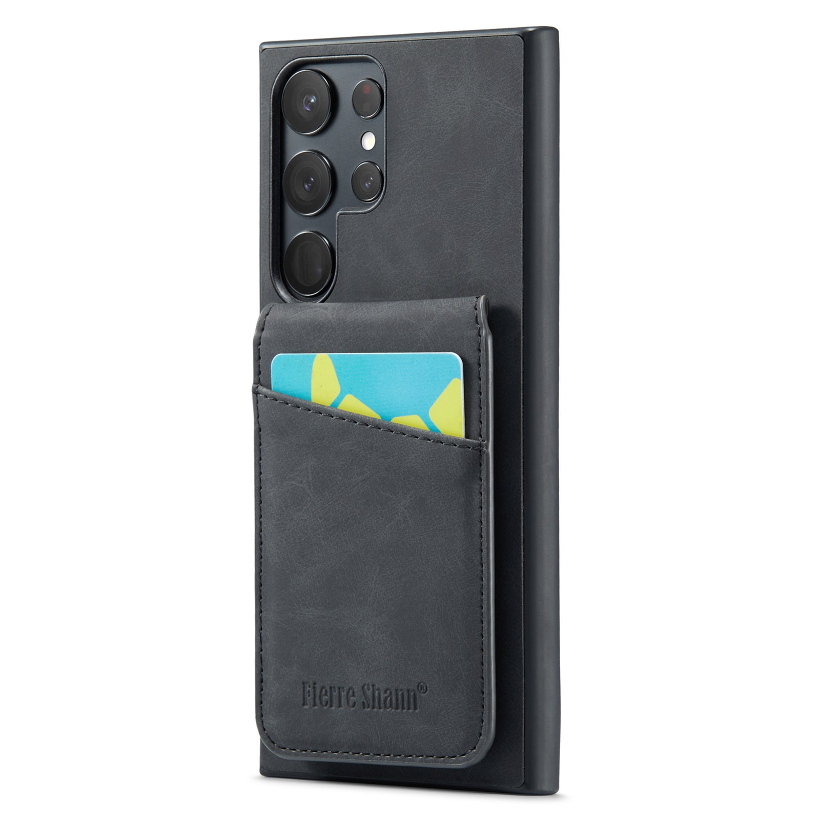 Pouzdro FIERRE SHANN Kickstand pro Samsung Galaxy S22 Ultra 5G Sloty na karty Kožený TPU kryt telefonu