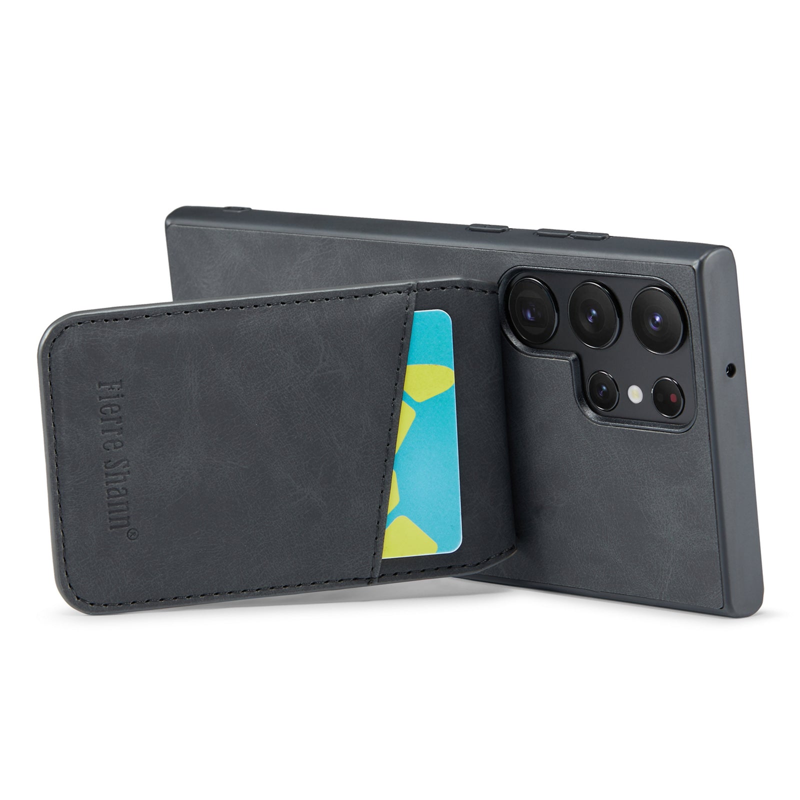 Pouzdro FIERRE SHANN Kickstand pro Samsung Galaxy S22 Ultra 5G Sloty na karty Kožený TPU kryt telefonu