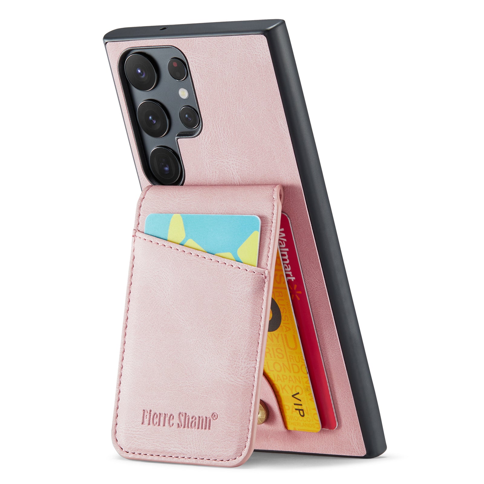 Pouzdro FIERRE SHANN Kickstand pro Samsung Galaxy S22 Ultra 5G Sloty na karty Kožený TPU kryt telefonu