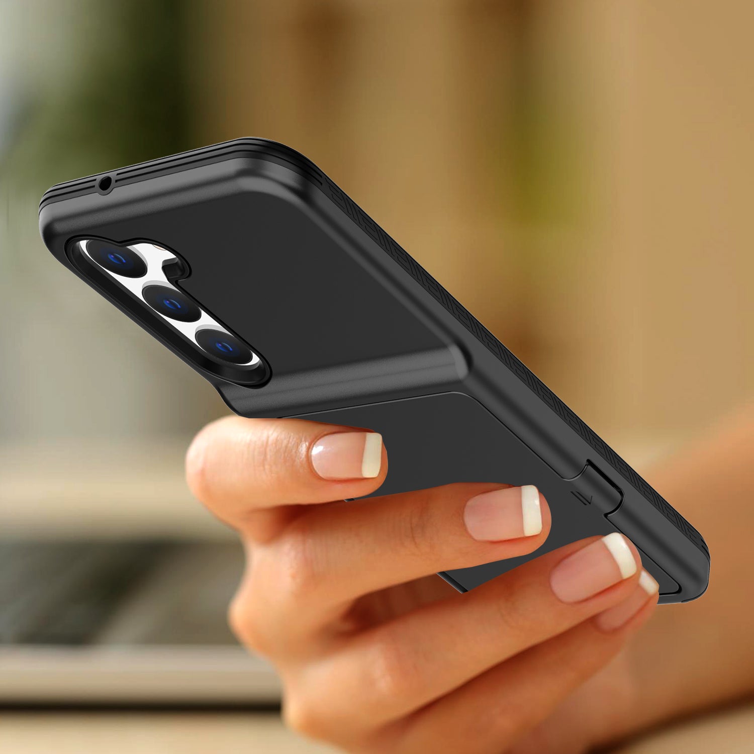 For Samsung Galaxy S23 Cardcase Series Card Holder Thick Phone Case Kickstand Mirror Function PC TPU Cover