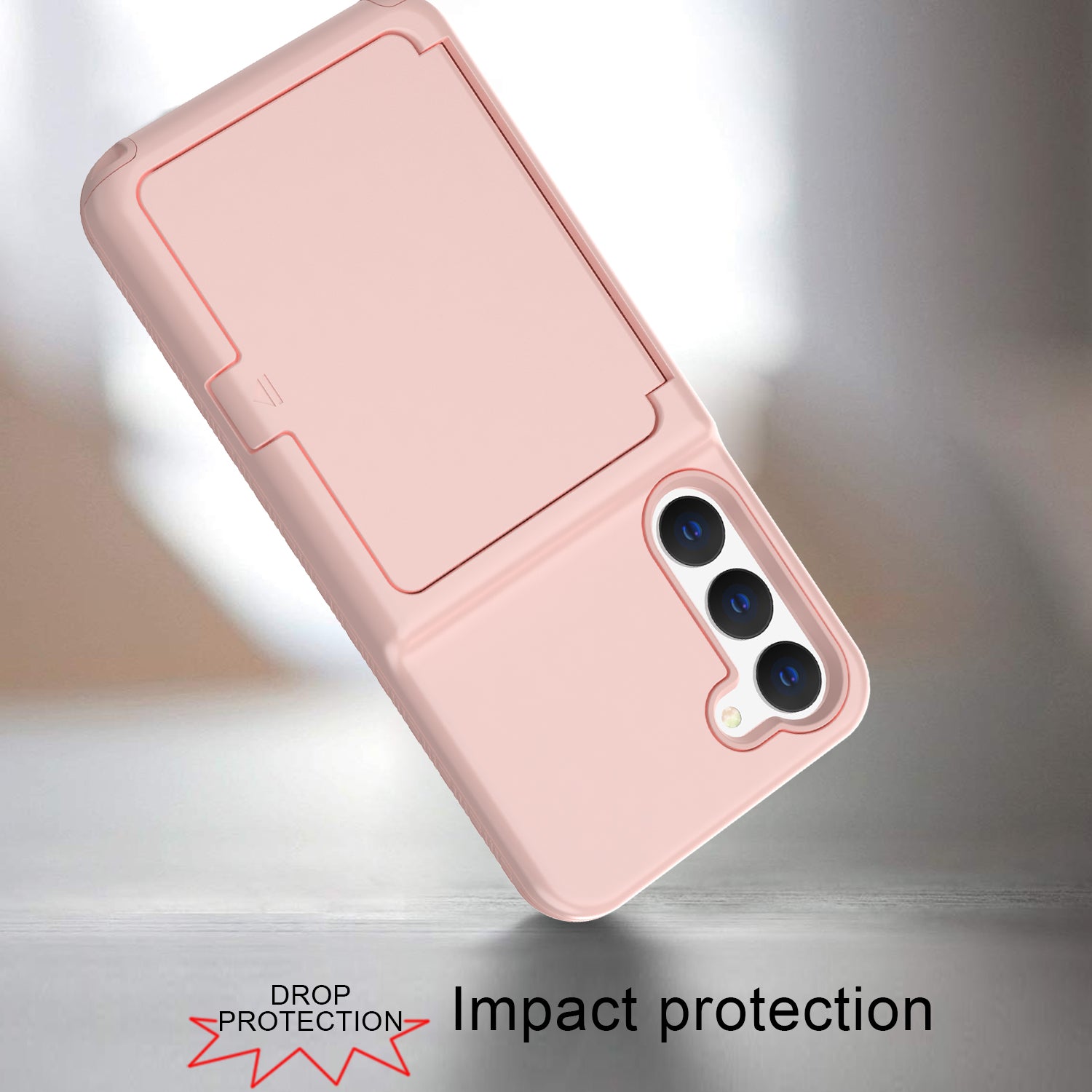 For Samsung Galaxy S23 Cardcase Series Card Holder Thick Phone Case Kickstand Mirror Function PC TPU Cover