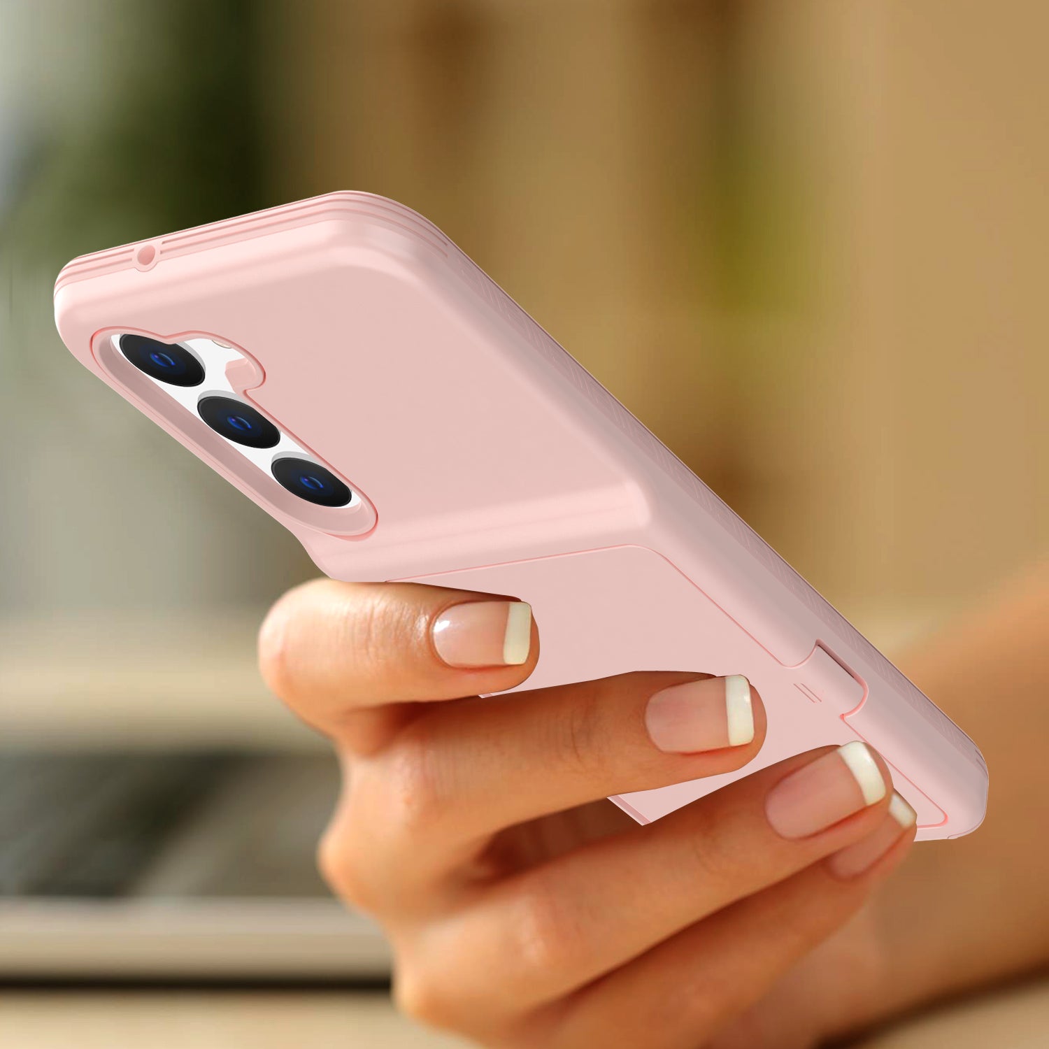 For Samsung Galaxy S23 Cardcase Series Mirror Function Phone Case Kickstand Card Holder Thickened Phone Cover
