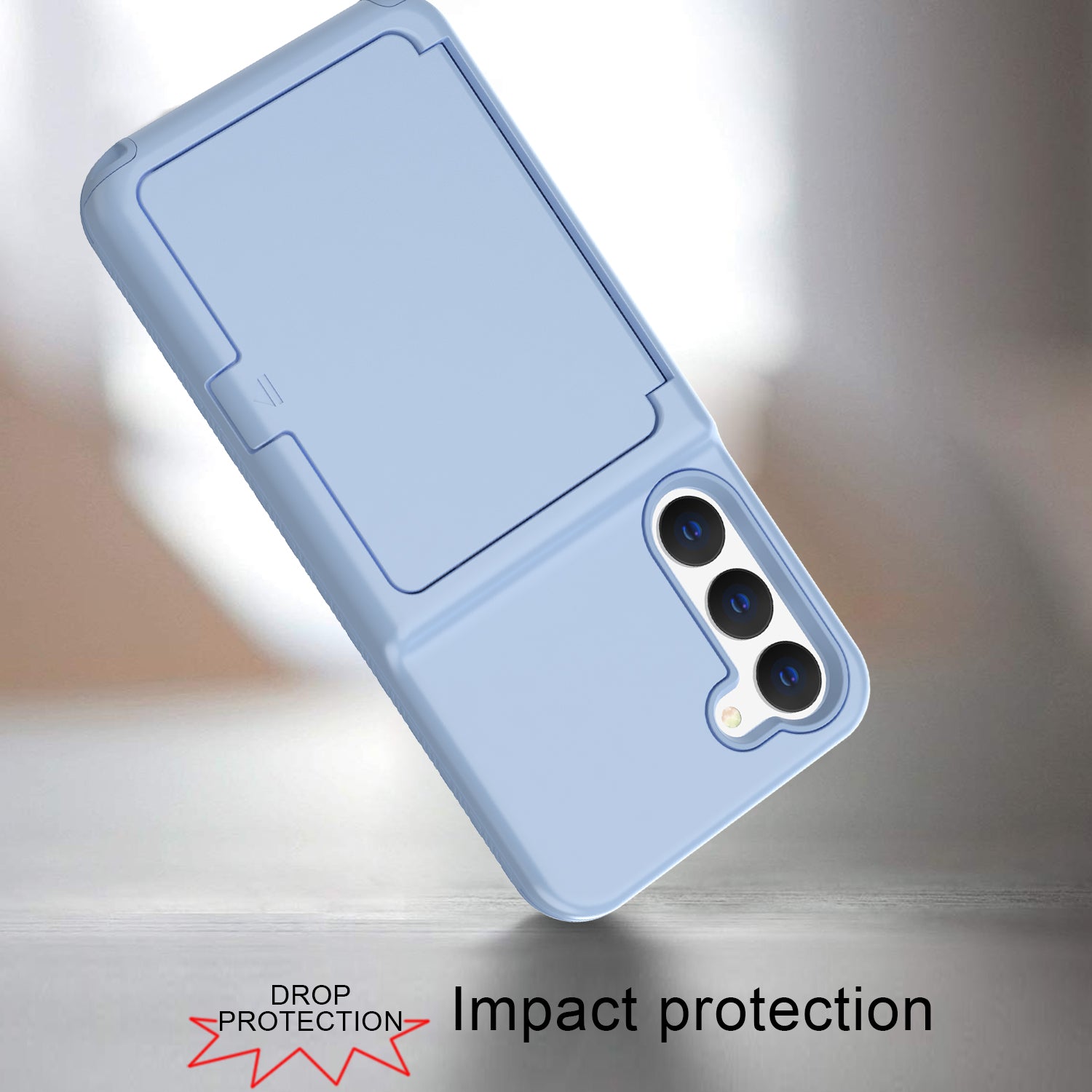 For Samsung Galaxy S23 Cardcase Series Mirror Function Phone Case Kickstand Card Holder Thickened Phone Cover
